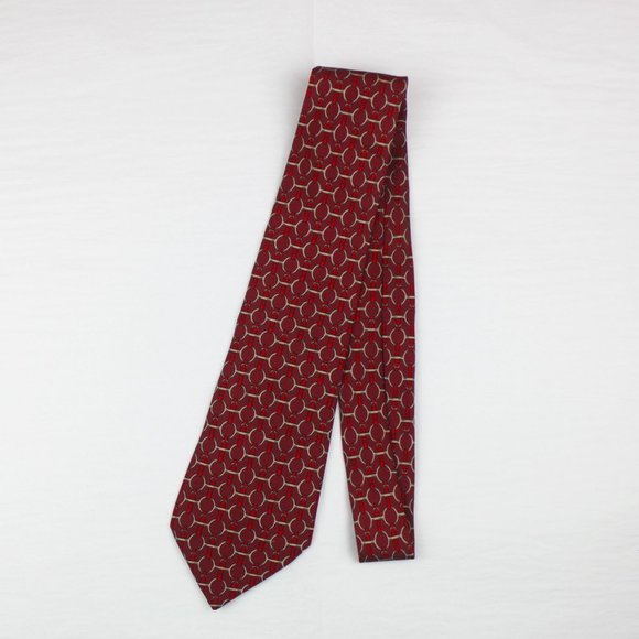 Hermes Vintage Horse Bit Burgundy Silk Tie - Picture 4 of 9